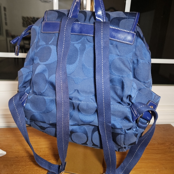 Coach Blue Pattern Backpack - Picture 3 of 5